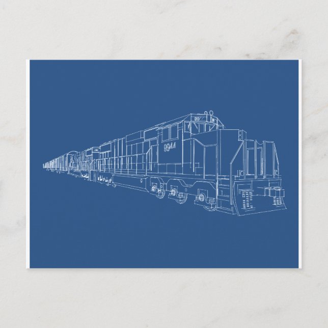 Freight Train Blueprint: Railroad: Postcard (Front)