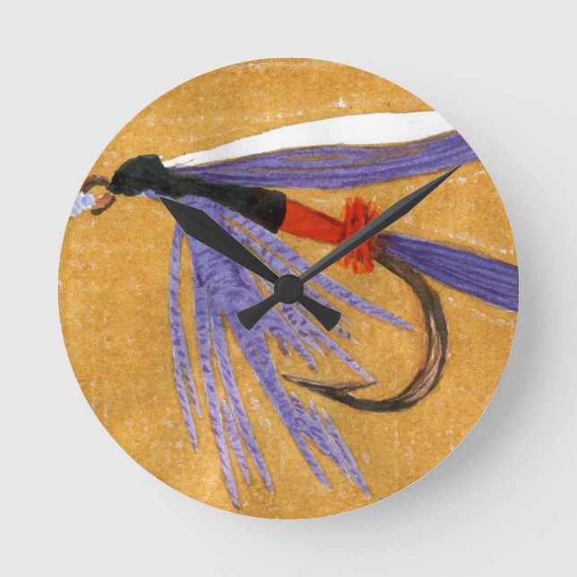 "Freight Train" fly fishing fly tying art Round Clock (Front)