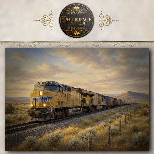 Freight Train Landscape Decoupage Tissue Paper