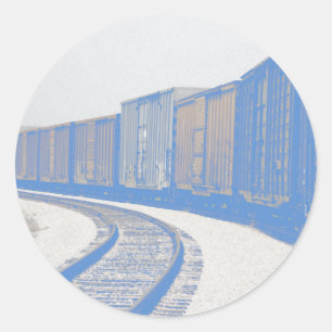 Freight Train on a Curve Classic Round Sticker