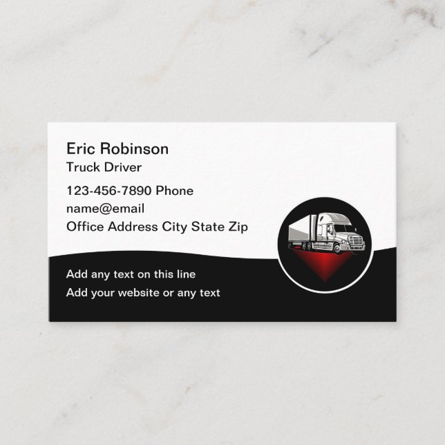 Freight Truck Driver Business Cards (Front)