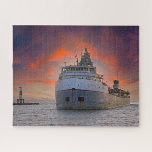 Freighter Arriving In Holland Harbour Jigsaw Puzzle