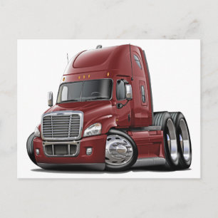 Freightliner Cascadia Maroon Truck Postcard