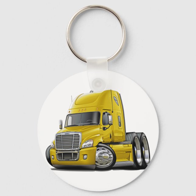 Freightliner Cascadia Yellow Truck Keychain (Front)