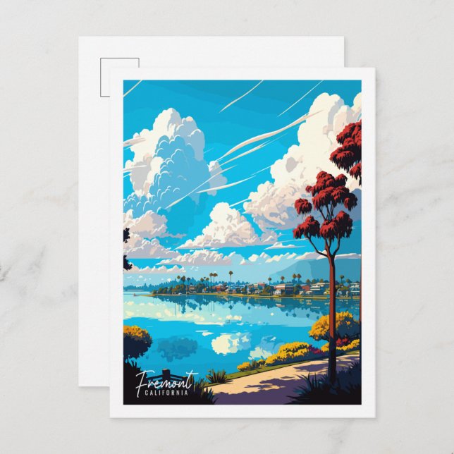 Fremont California vintage travel illustration Postcard (Front/Back)