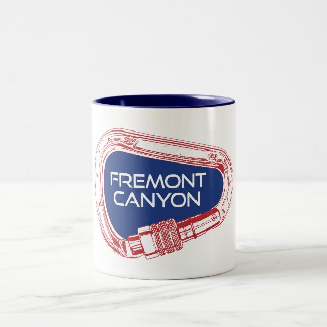 Fremont Canyon Wyoming Rock Climbing Carabiner Two-Tone Coffee Mug (Center)