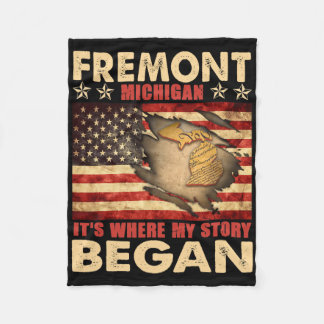 Fremont Michigan Usa Flag 4th Of July  Fleece Blanket