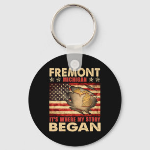 Fremont Michigan Usa Flag 4th Of July  Keychain