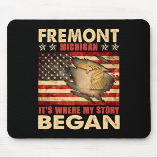 Fremont Michigan Usa Flag 4th Of July  Mouse Pad
