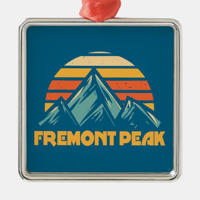 Fremont Peak Wyoming Retro Turquoise Metal Ornament (Front)