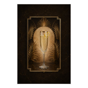 French 75 Art Deco Poster Bar Art