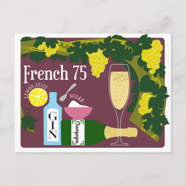 French 75 Champagne Cocktail Postcard (Front)