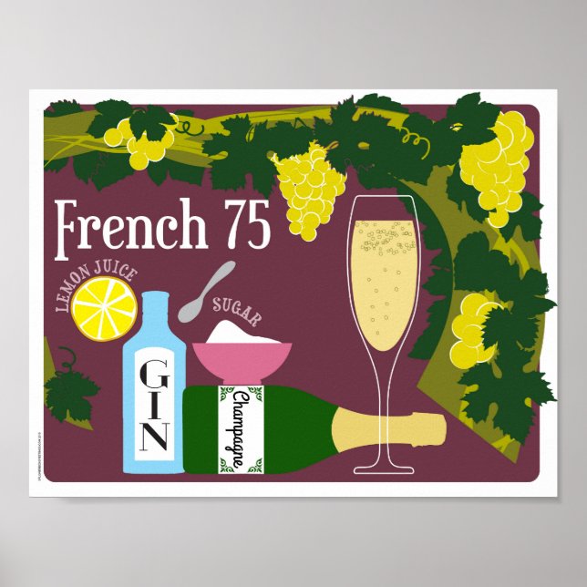 French 75 Champagne Cocktail Poster (Front)