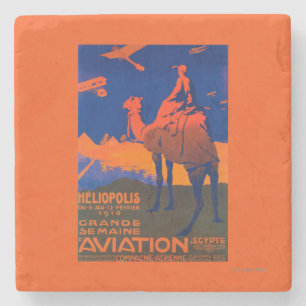 French Airline Promotional Poster Stone Coaster