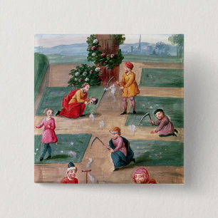French alchemists seeking material gold 2 inch square button