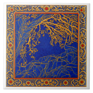 French Alps Blue Gold + Carnelian Ceramic Tile