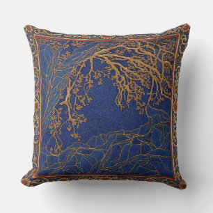 French Alps Blue Gold + Carnelian Throw Pillow