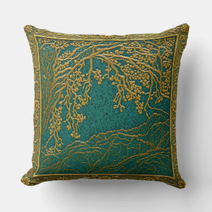 French Alps Gold Lemon Teal Shades Throw Pillow