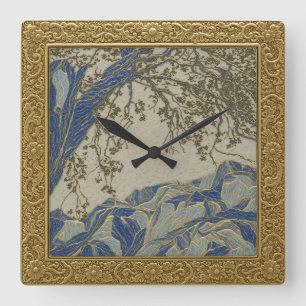 French Alps Gold Silver blue Colour Wall Clock