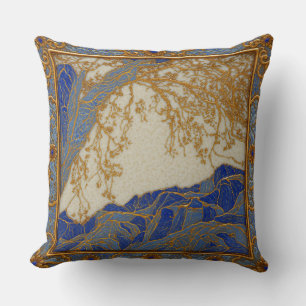 French Alps Gold Silver Bronze Throw Pillow