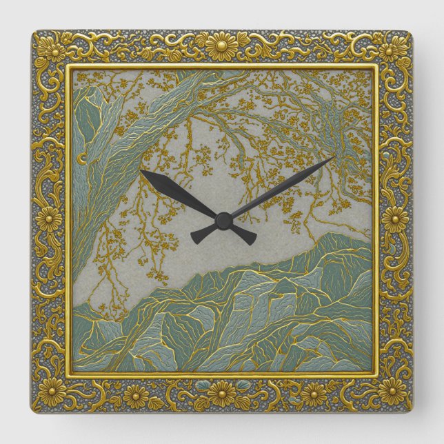 French Alps Gold Silver Shades Wall Clock (Front)
