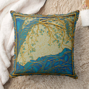 French Alps Gold Turquoise Lapis Colours Throw Pillow