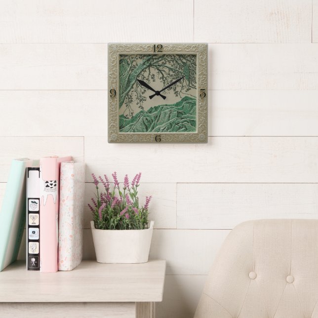 French Alps Green Wall Clock (Reading Room)