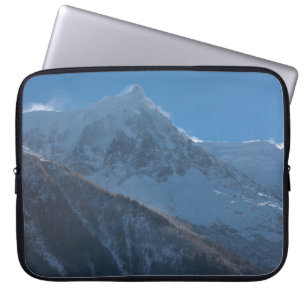 French alps mountain peaks covered with fresh snow laptop sleeve