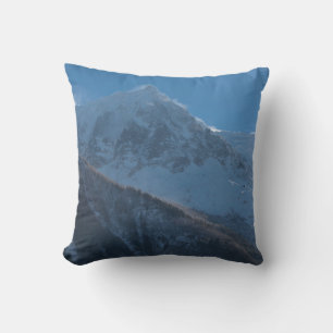 French alps mountain peaks covered with fresh snow throw pillow