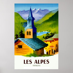 French Alps travel poster