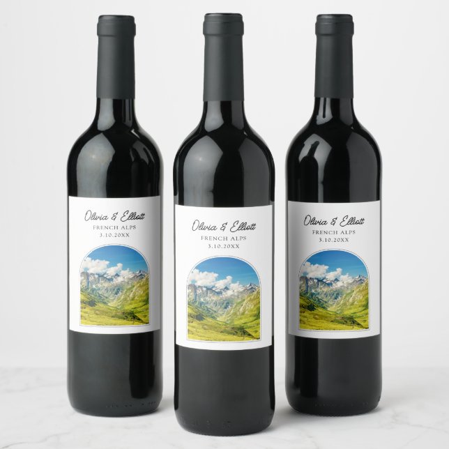 French Alps Wedding Wine Label (Bottles)