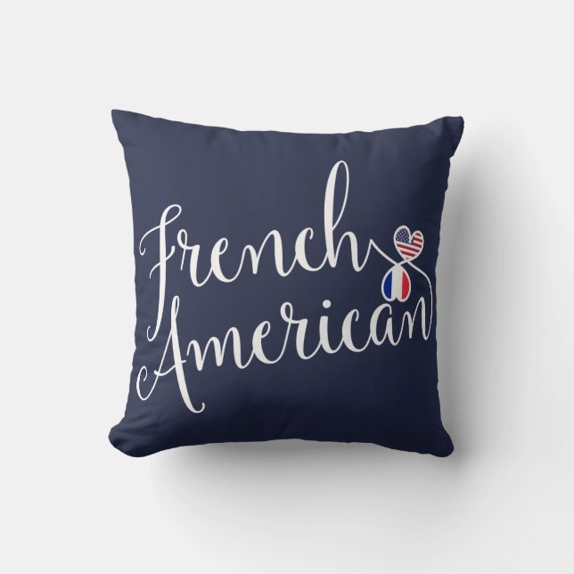 French American Entwined Hearts Throw Cushion (Front)