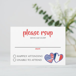 French American Heart Flags RSVP Card