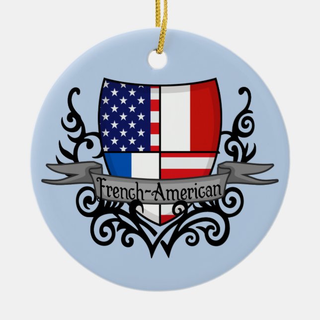 French-American Shield Flag Ceramic Ornament (Front)