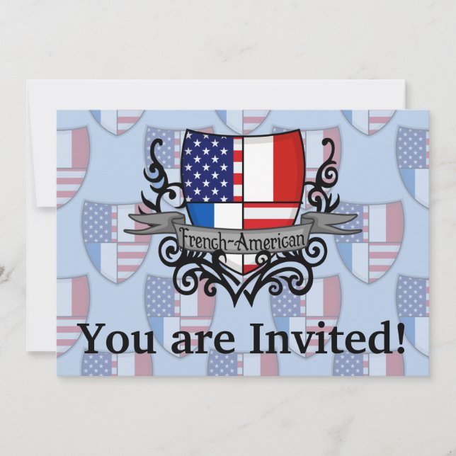French-American Shield Flag Invitation (Front)