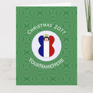 French Angel Christmas Flag Personalized Card