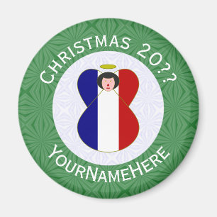French Angel Christmas Flag Personalized  Magnet