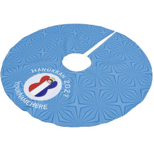 French Angel Hanukkah Flag Personalized Brushed Polyester Tree Skirt