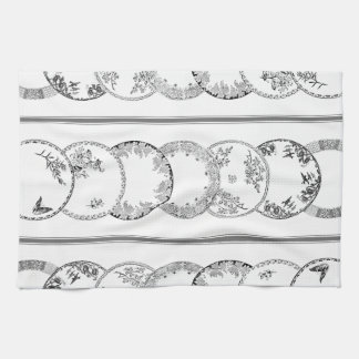 French Antique Plates | BLACK Kitchen Towel