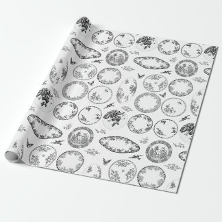 French Antique Plates | BLACK Wrapping Paper