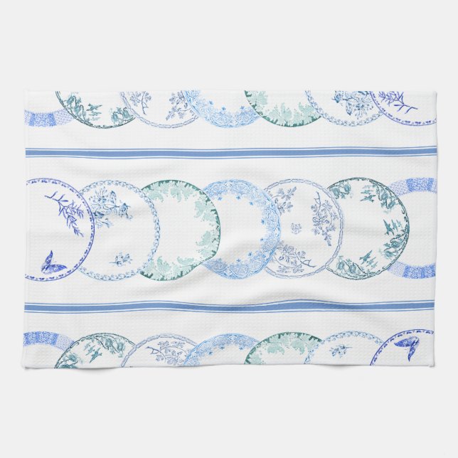 French Antique Plates | BLUE Kitchen Towel (Horizontal)
