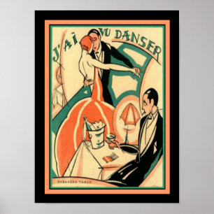 French Art Deco "J'ai Vu Danser" Poster 12x16