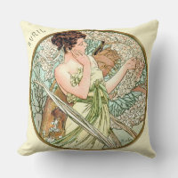 French Art Nouveau April Cushion