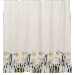 French Art Nouveau Daffodil Flowers Shower Curtain