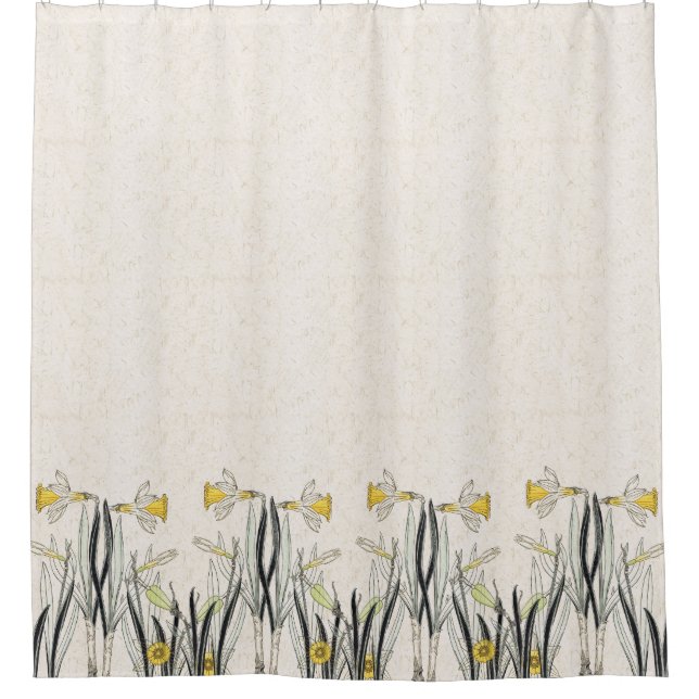French Art Nouveau Daffodil Flowers Shower Curtain (Front)