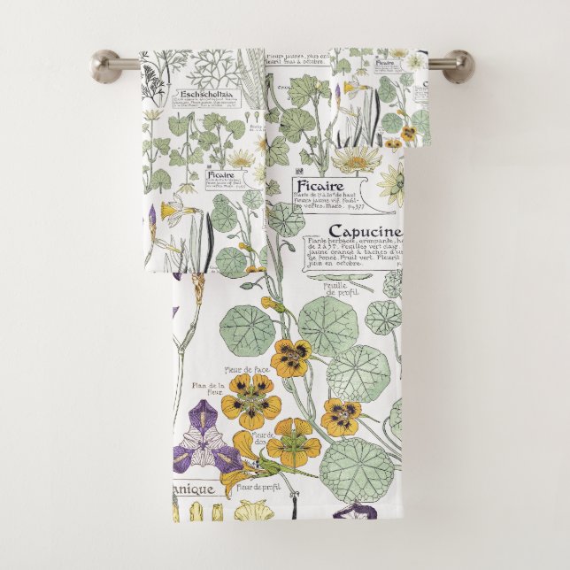 French Art Nouveau Flowers Bath Towel Set (Insitu)