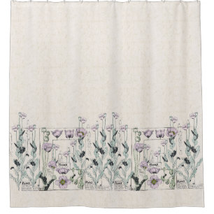 French Art Nouveau Poppy Flowers Shower Curtain