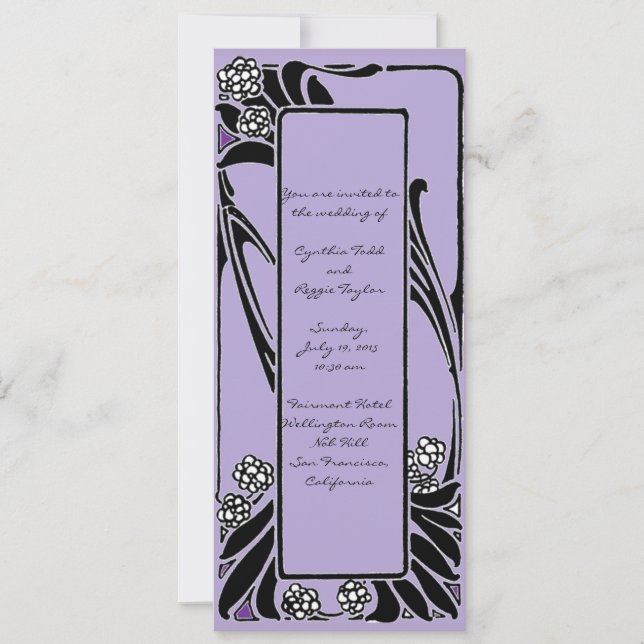 French Art Nouveau Stylized Flower Frame Invitation (Front)