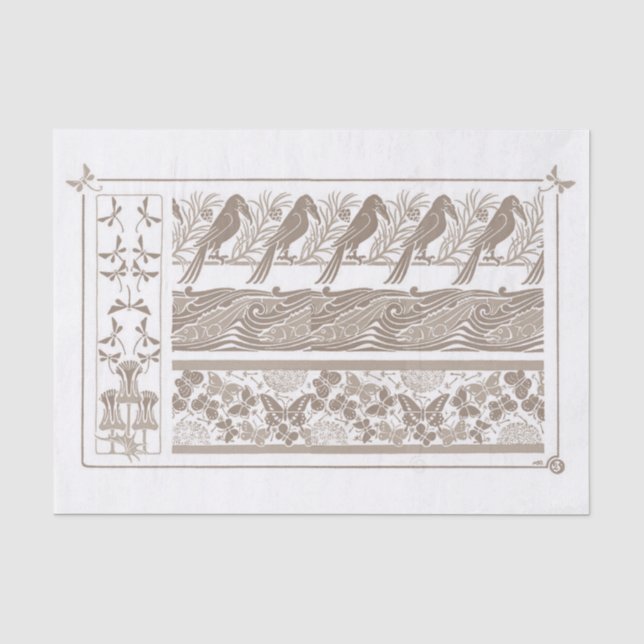 French Art Noveaux Design 1890 Decoupage Tissue Paper (Front)