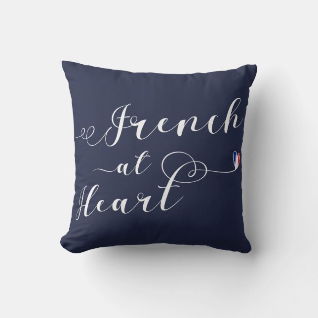 French At Heart Throw Cushion, France Pillow (Front)